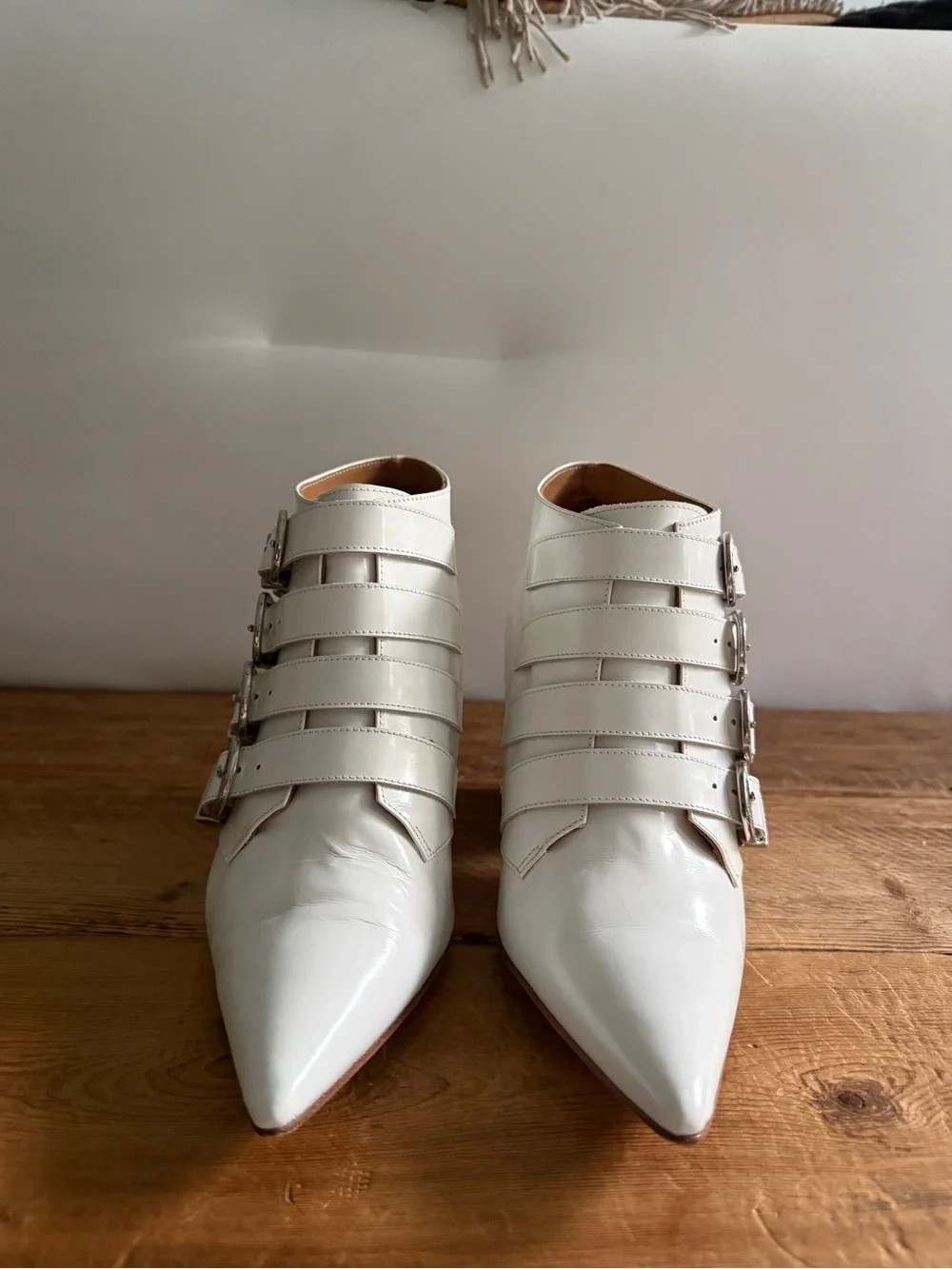 TOGA PULLA White Four Buckle Western Leather Boots EU 40